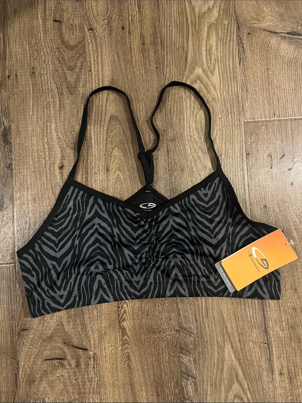 C9 by Champion Black & Gray Zebra-Print Sports Bralette